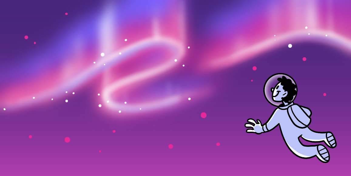 Illustration of a spaceman looking at color, example of color in web design