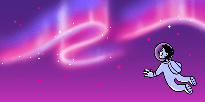 Illustration of a spaceman looking at color, example of color in web design