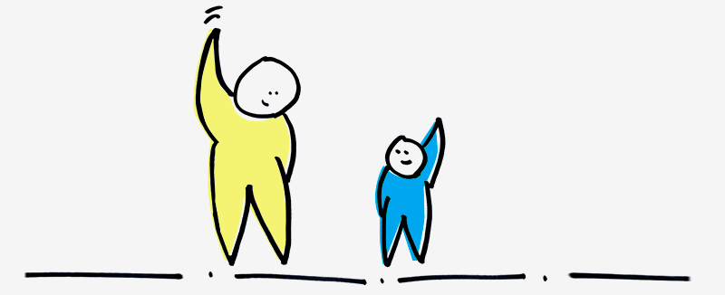 Conceptual illustration demonstrating contrast with big and small people