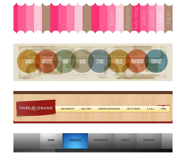 Example of navigational design patterns with vertical lists.