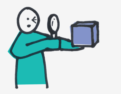 Cartoon person with magnifying glass