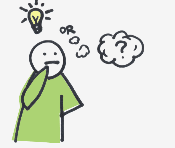 Cartoon of person thinking
