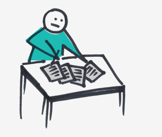 Cartoon of persona with papers
