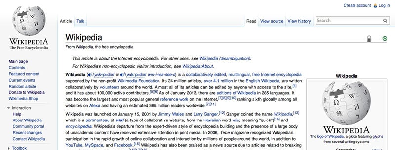 wikipedia homepage