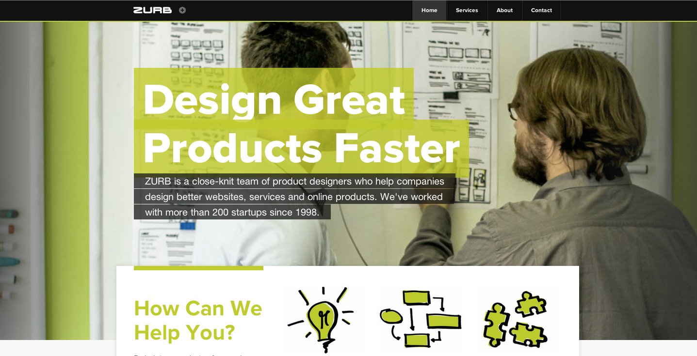 Zurb homepage design