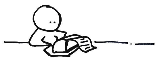 sketch of man using typewriter