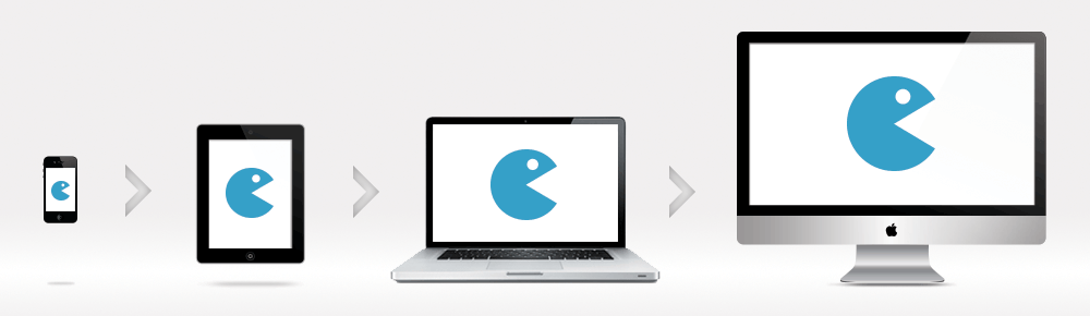 Mobile first progression from mobile device to a desktop computer.