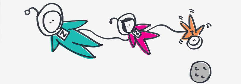 Astronauts demonstrating negative space