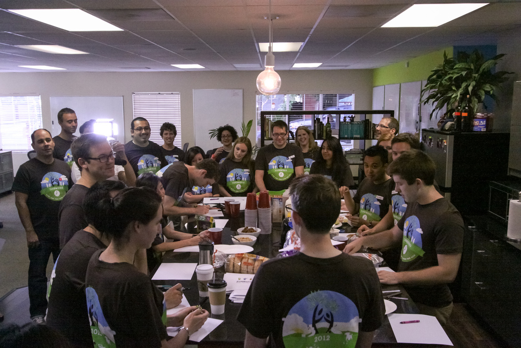 scrum session with team