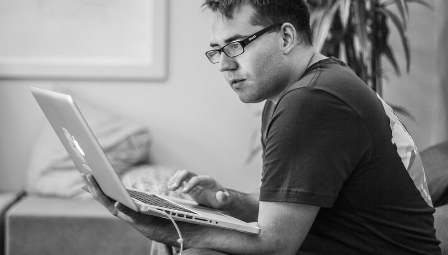 A participant taking an unmoderated user test. 