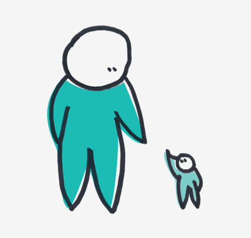illustration big and little people heavy