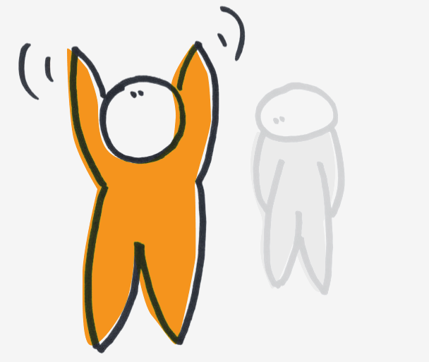 visual weight cartoon illustrating background and foreground contrast