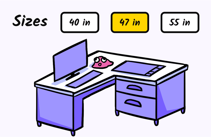 product size computer desk