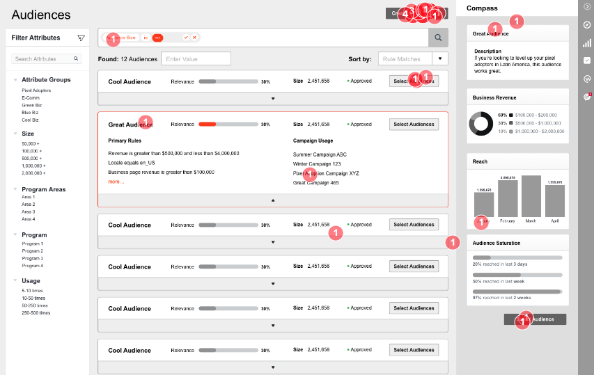 Click test results from rapid iterative testing of the first prototype