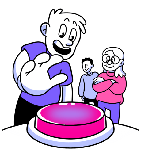 research panel illustration of someone pressing a button