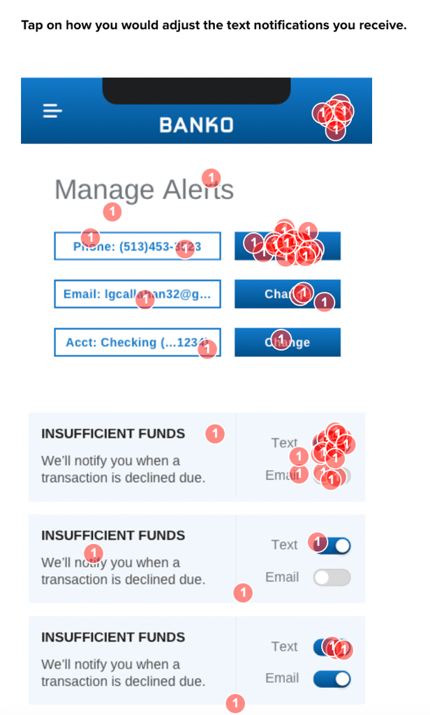 user motivation example asking users to tap on how they would adjust the text notifications they receive