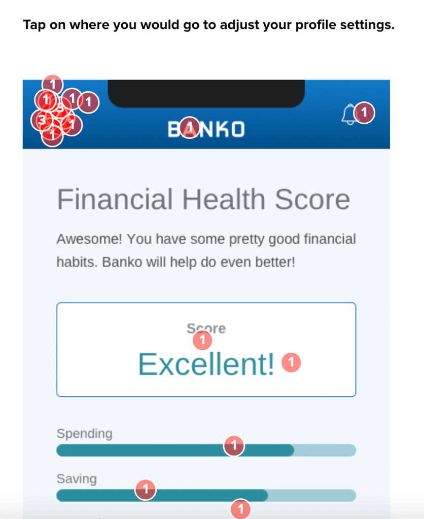 user motivation example survey click test results asking users where they would go to adjust their profile settings