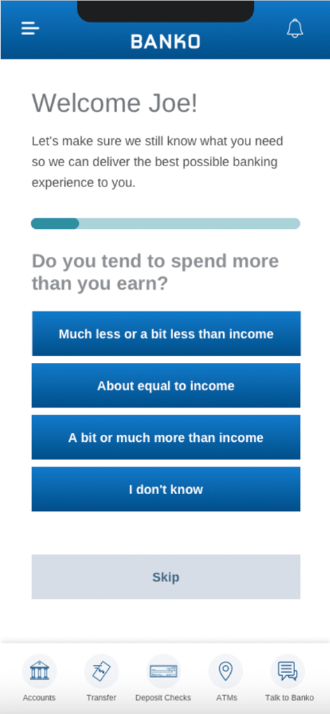 user motivation example: survey screen 