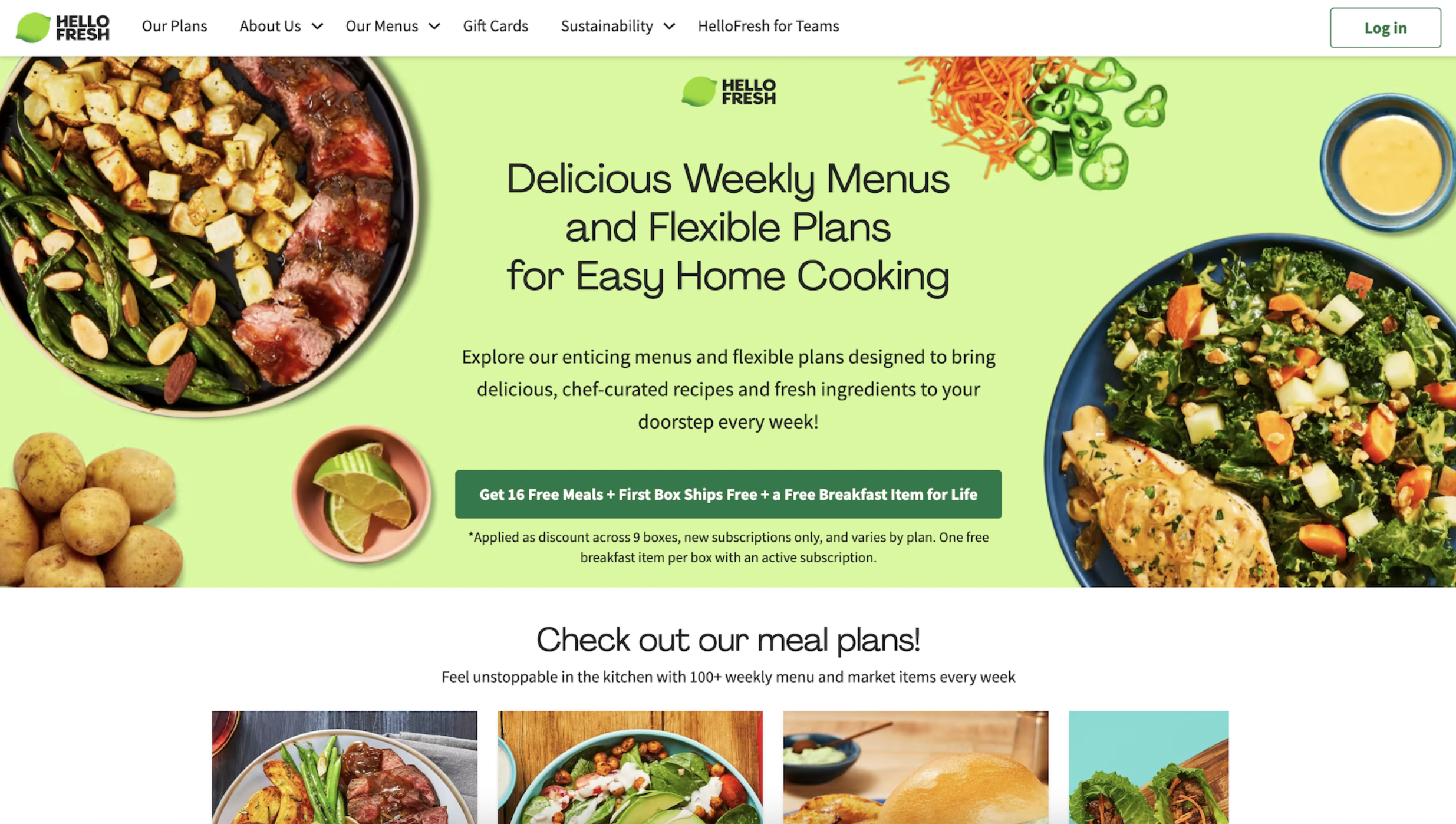 Hellofresh membership offer page