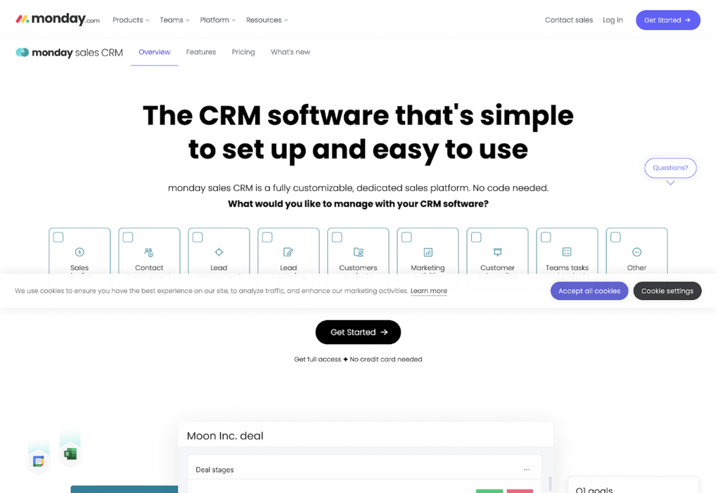 crm platform landing page
