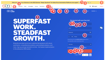 Zoho Landing Page Interactions