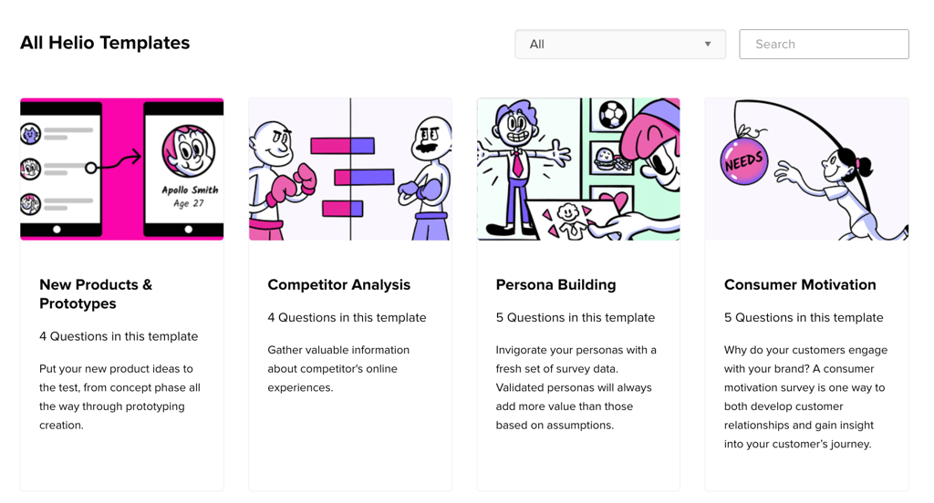 Helio templates support guiding a customer blueprint. 