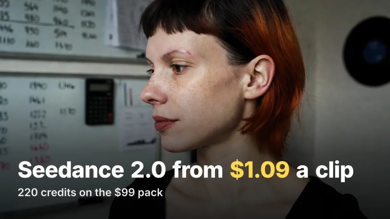 Seedance 2.0: 220 Credits · 1,09 $