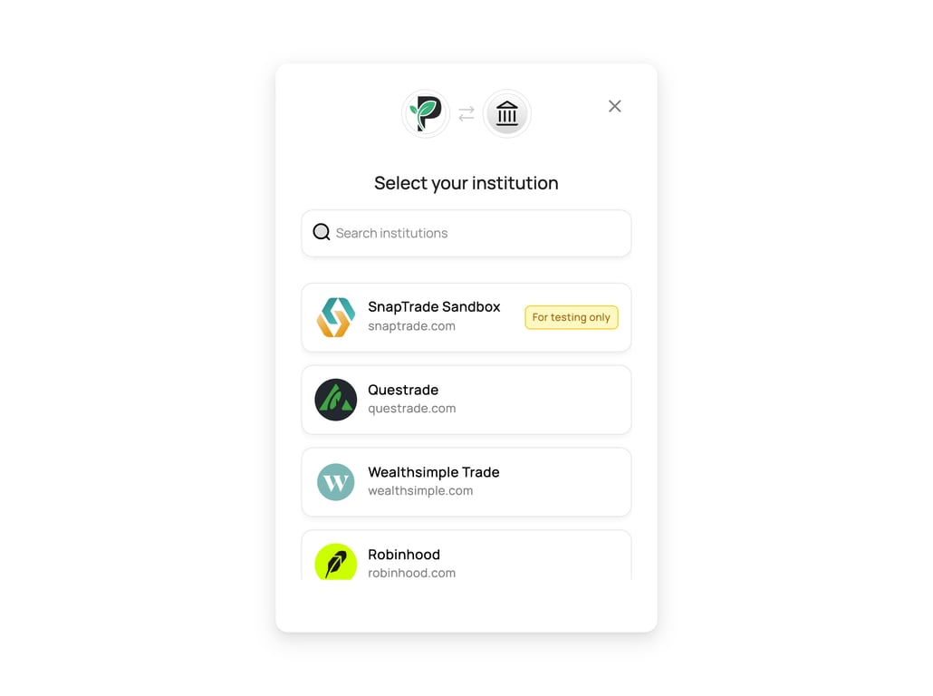 Sandbox in the connection portal, flagged "For testing only"
