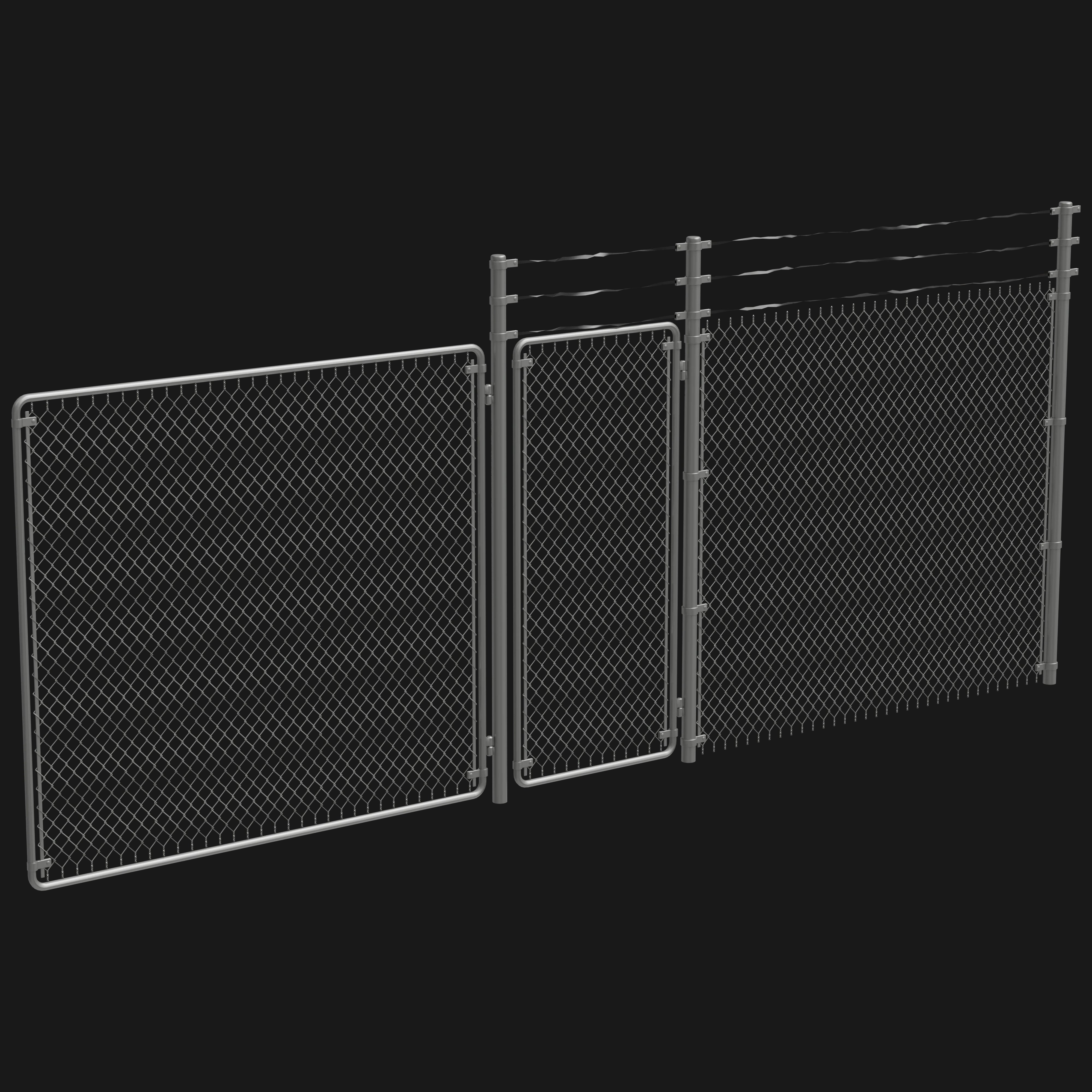 Metal Fence & Gate 3D Model - A23D