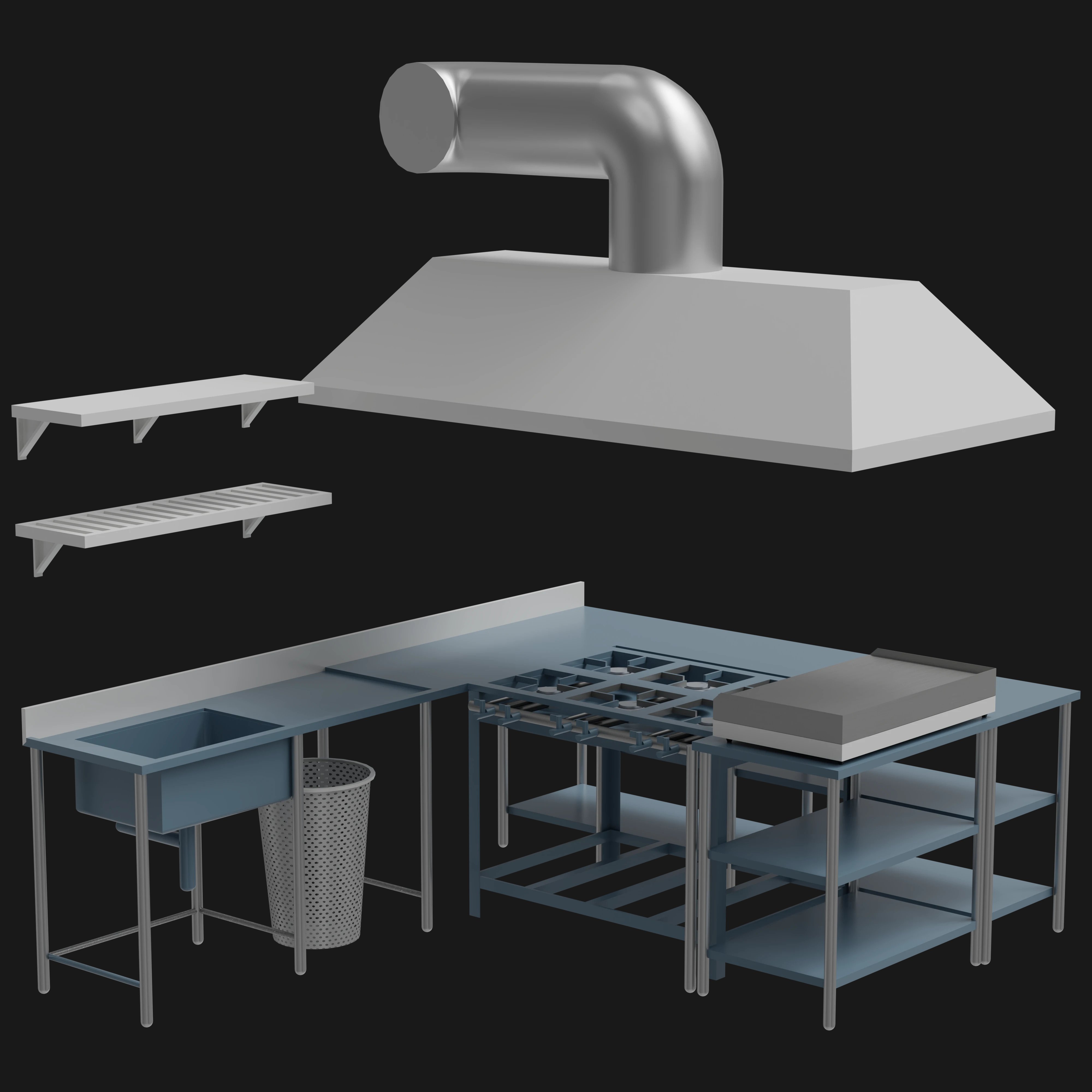 Kitchen Rack 3D Model - A23D