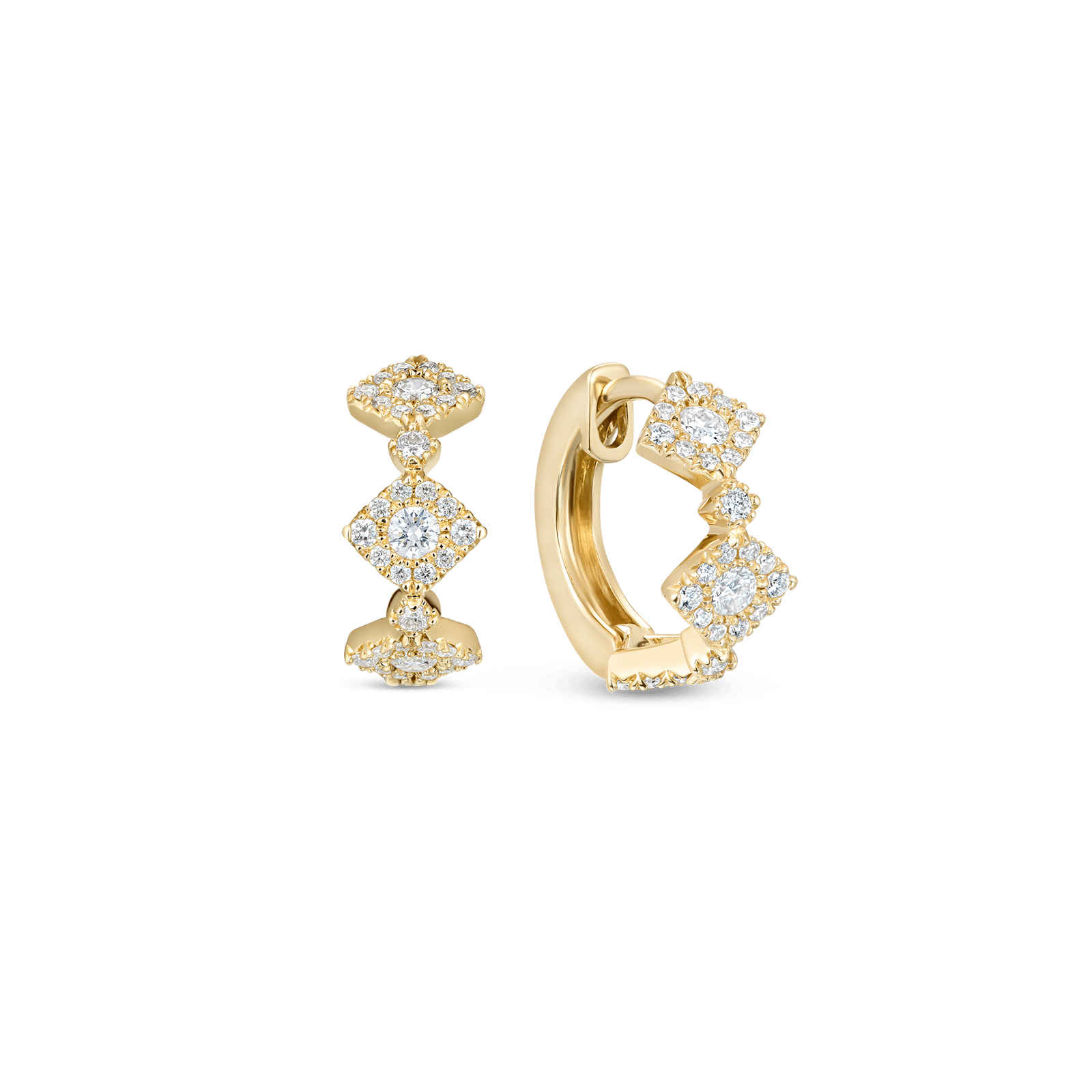 Triolette square diamond hoops