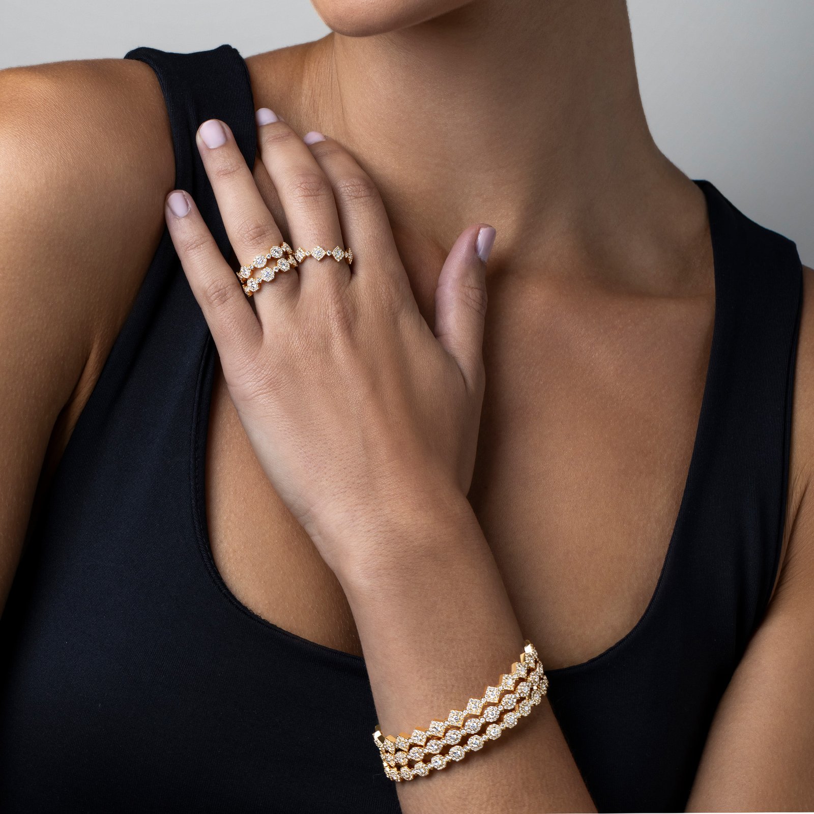 Triolette Oval Diamond Bangle - David Morris