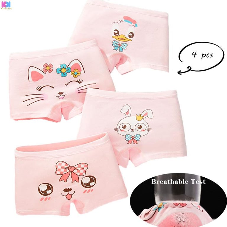 4 Pieces Girls Boxer Cotton Underpants Big Kids Shorts Boxers Comfortable Breathable Bottom Panties