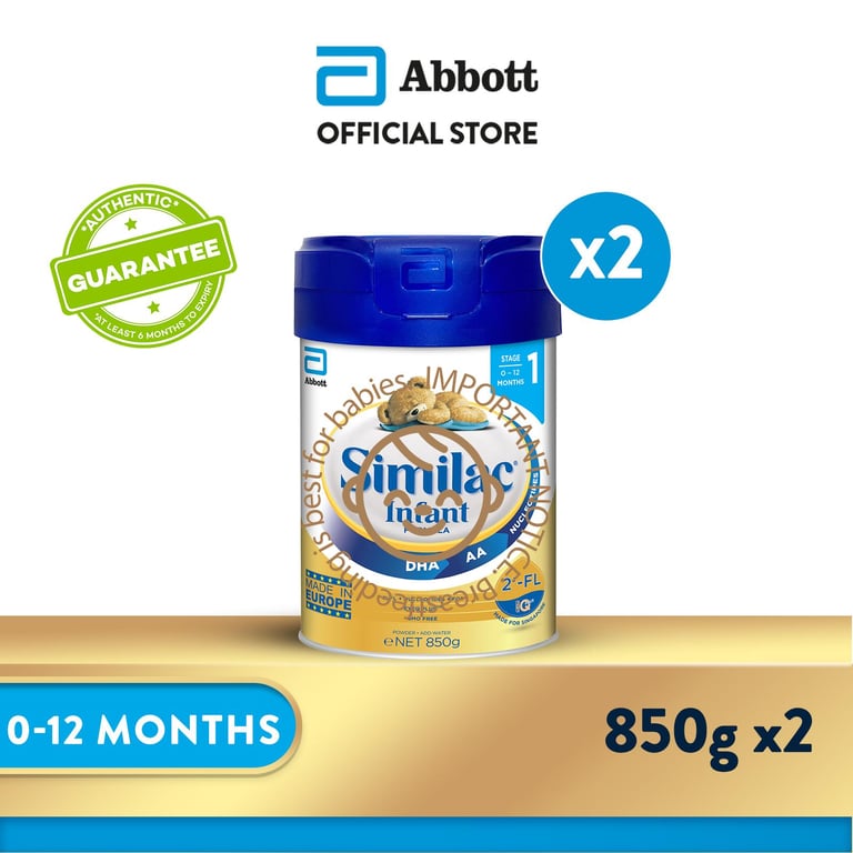 [Bundle of 2] Similac® Stage 1 Infant Milk Formula 2'-FL 850g (0-12 months)