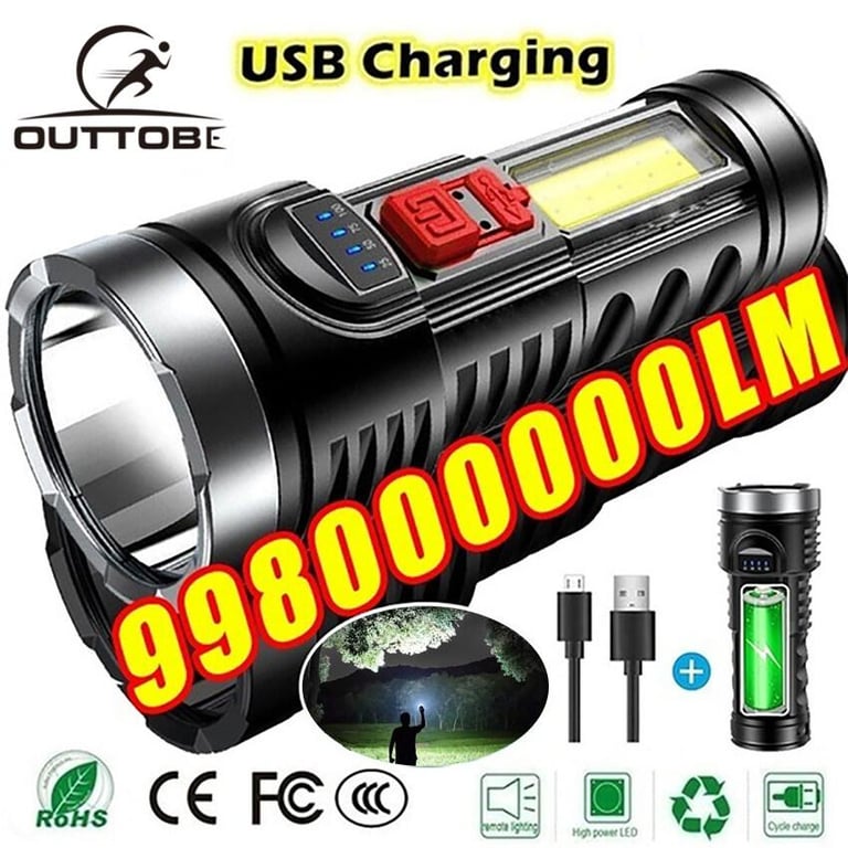 Outtobe Handheld Flashlight portable spot light Emergency Electric bright Torch Light Portable Spot Light Camping Hiking Outdoor Reader Lamp Work Lights Flashlight Bright Searchlight Spotlight bright LED torchlight Rechargeable torchlight