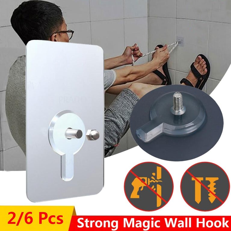 [YESPERY] 2/6 Pcs Heavy Duty No Drill Screw Stick-On Punch Nail Screw Super Sticky Strong Home Living Kitchen Adhesive Magic Wall Hook Hanger#1