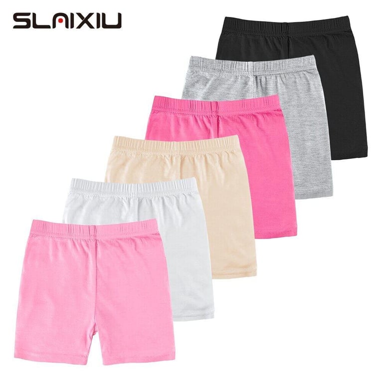 SLAIXIU Kids Girls Shorts Summer Pure Color Black White Pink Grey High Flexibility Safety Bottom Underwear Milk Fiber Short Pants Girl Children's Clothing for 3-10 Years Kids (1pcs)