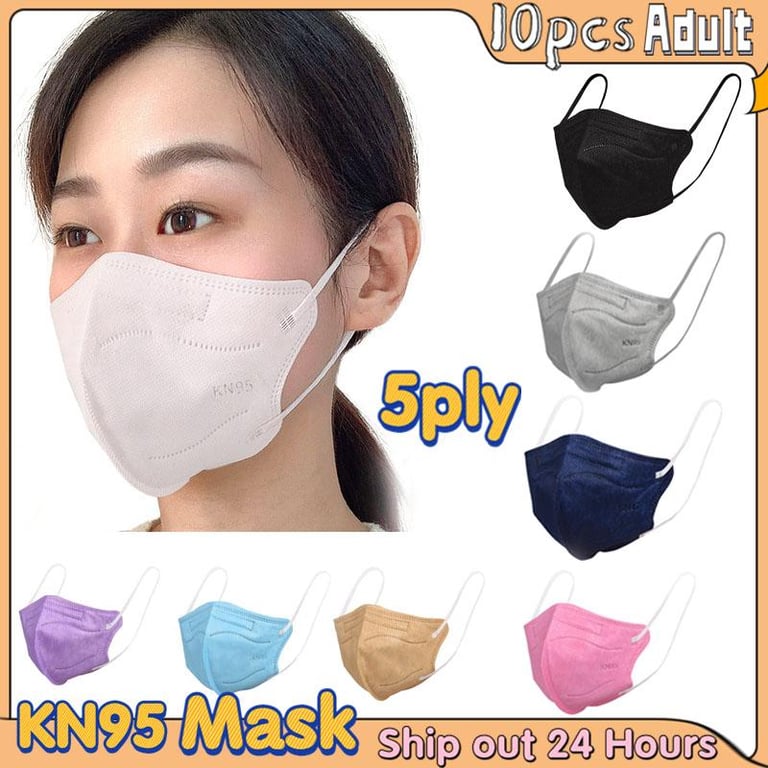 [Available] 10pcs Adult KN95 Mask 5D Stereo Face Mask 5ply Non-woven fabric Face Shield Protection Reusable Butterfly Shape Industrial Dustproof Face Shield