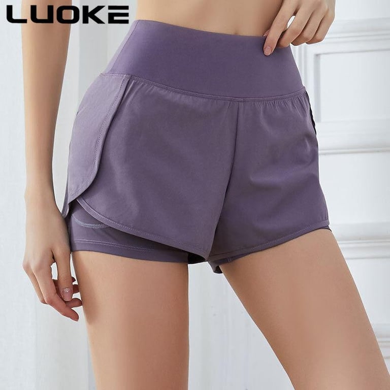 LUOKE Yoga Pants for Women 运动套装女 Two Pockets Exercise Tight Gym Cycling Sports Shorts Jogging Short Pants for Women sport pants for womenRunning 2 In 1 Shorts