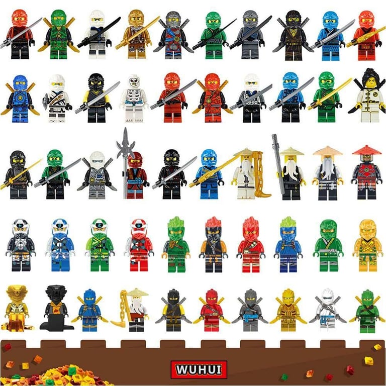 WUHUI 50PCS Ninja Minifigures Toy Building Kit  Building Blocks Ninja Snake LIoyd Garmadon Legion Skales Pythor Fangdam Acidicus Ninjago Building Bricks Kids Toy Toys for Boys Girls Compatible with All Brands