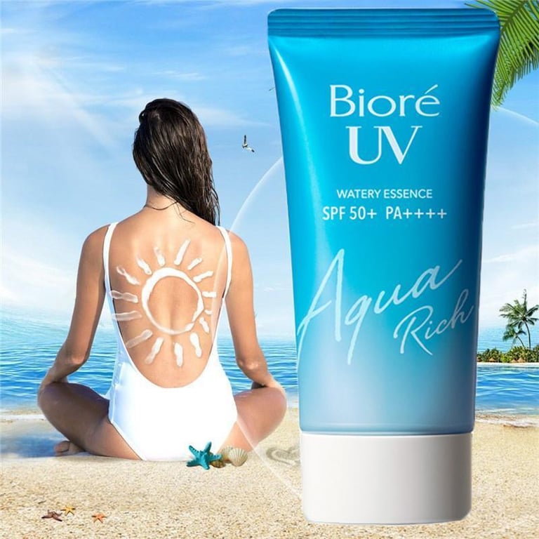Biore UV Watery Essence Face Sunscreen Sunblock Rich Water Whitening Mineral Moisturizer Essence Whaterproof Cream SPF 50+