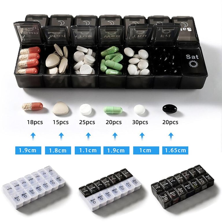 Double Row 14 Grid 7 Days Weekly Pill Case Medicine Tablte Dispenser Organizer Pill Box Pill Storage Organizer Container