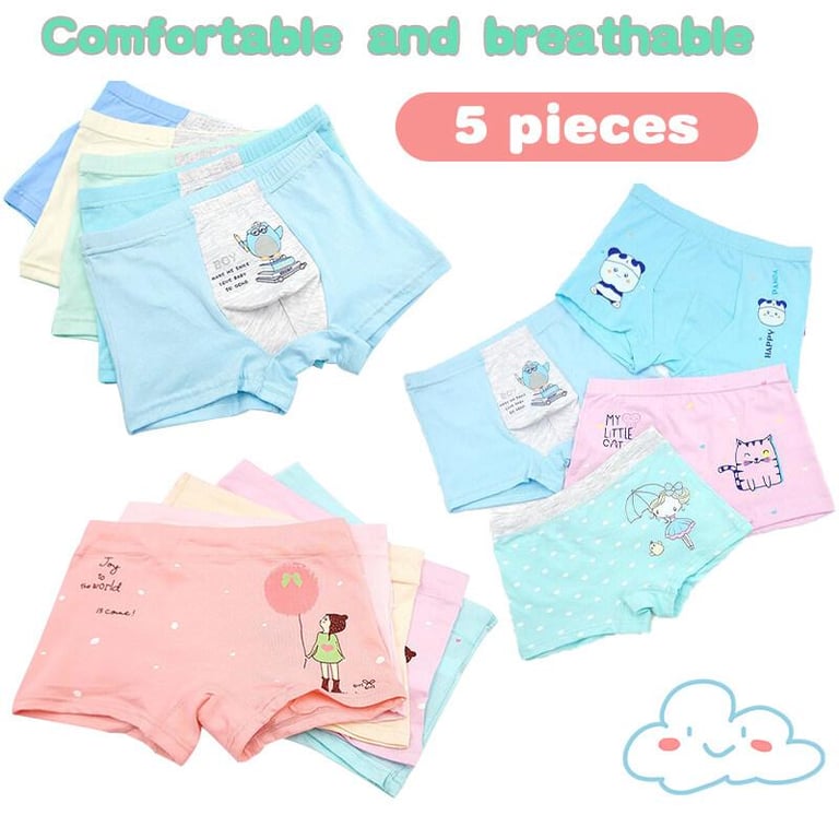 5 Pieces 3-12 Years Children's Underwear Kids Girl Soft Cotton Boxer Boy Cartoon Underpants Baby Breathable Princess Panties