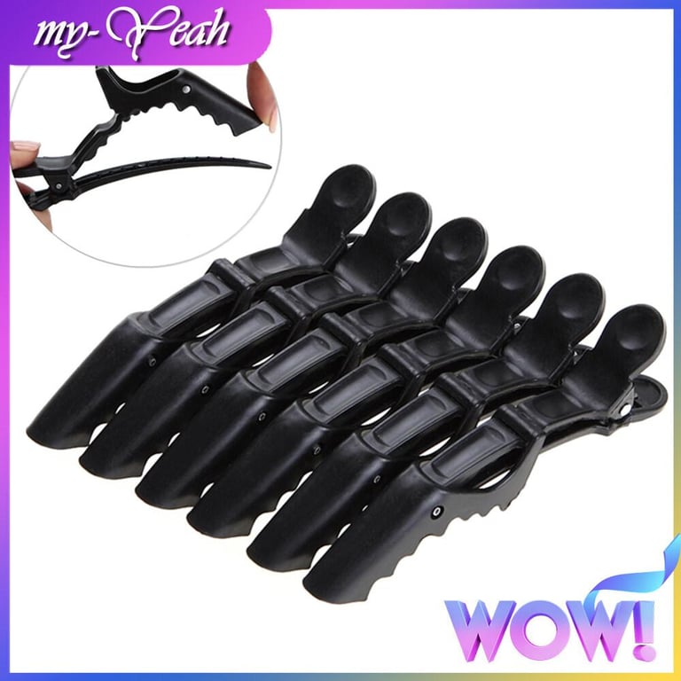 myyeah 6Pcs/Pack Hair Salon Plastic Crocodile Barrette Hair Section Clip Grip Hairdressing Clamps Claw Clip Tool Accessories-Black