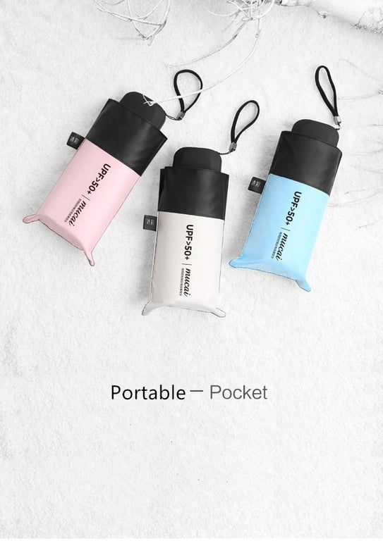 *SG seller* 6Ribs Travel Sun&rain Umbrella UV Protective UPF50+ Mini Folding Travel Portable Compact and Lightweight UV Protection Clear Gift Umbrella with Case Pocket Umbrella for Men Women Kids（Upgraded ）