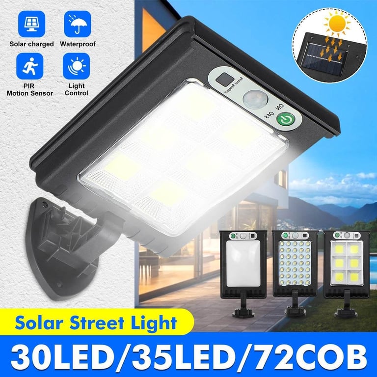 200W/300W/600W Solar Powered Street Light 30/35LED 72 COB Waterproof IP65 Automatically PIR Motion Sensor with Mounting Pole Wall Lamp Outdoor Garden Security