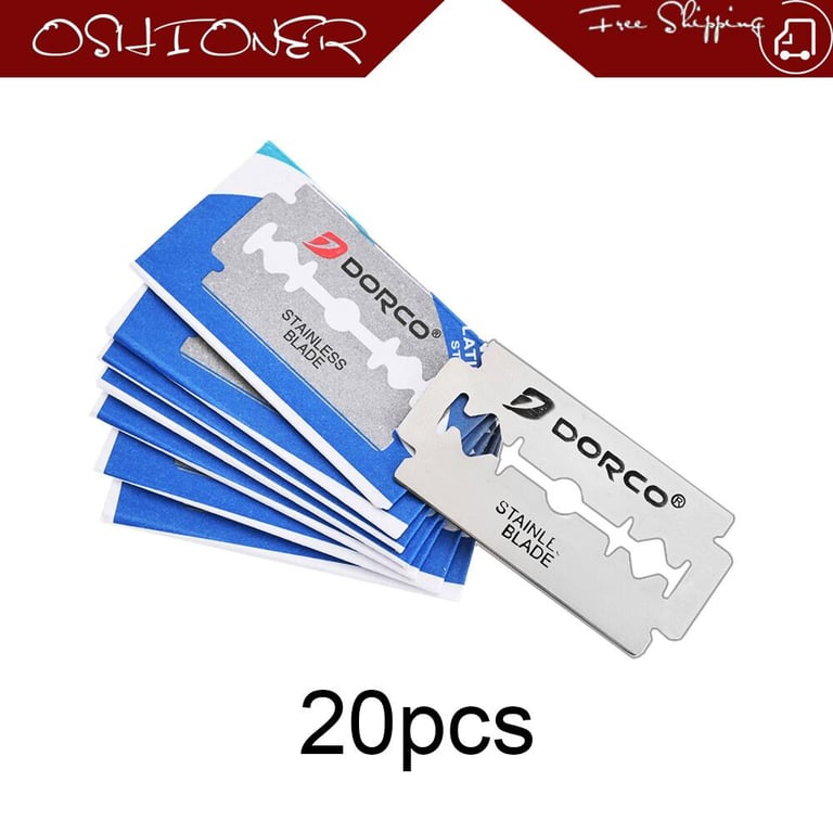 OSHIONER 20 pcs Double-sided Blade Stainless Steel Blades Men Shaving  Shaver Manual Blade Shaving Tool