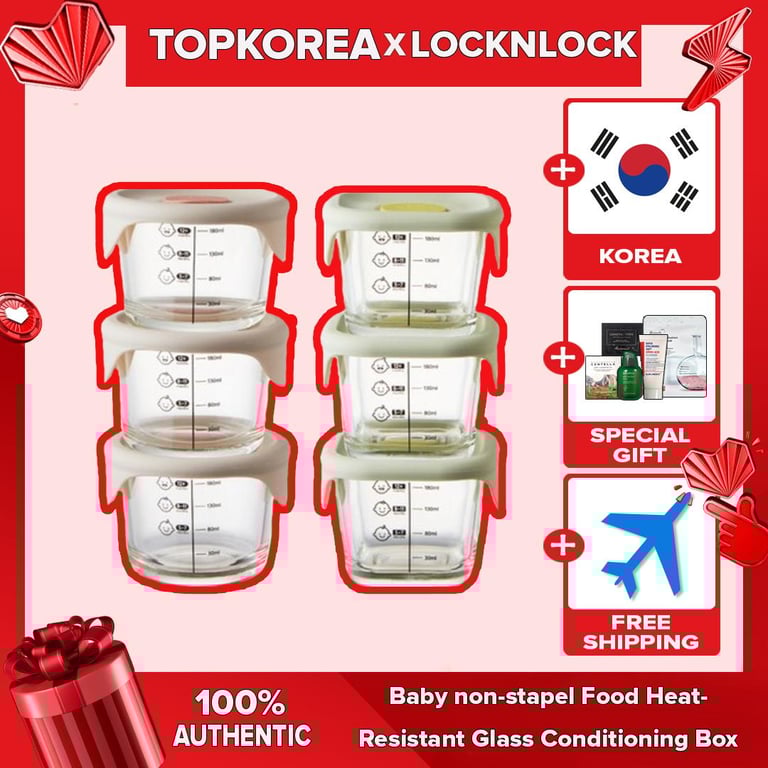 ★LocknLock★ Baby non-staple food heat-resistant glass conditioning box 230ml 3PCS / TOPKOREA / Shipping from korea