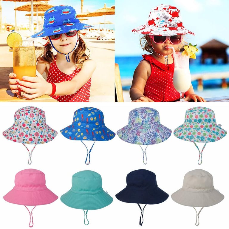 【Ready Stock】   Summer Baby Sun Hat for Girls Boys Outdoor Beach Hat Kids Bucket Cap 0-8 Years