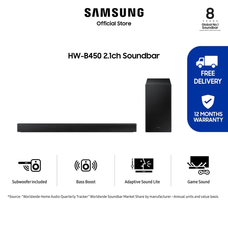 [Bulky] Samsung HW-B450 2.1ch Soundbar (2022) / 12 Months Warranty